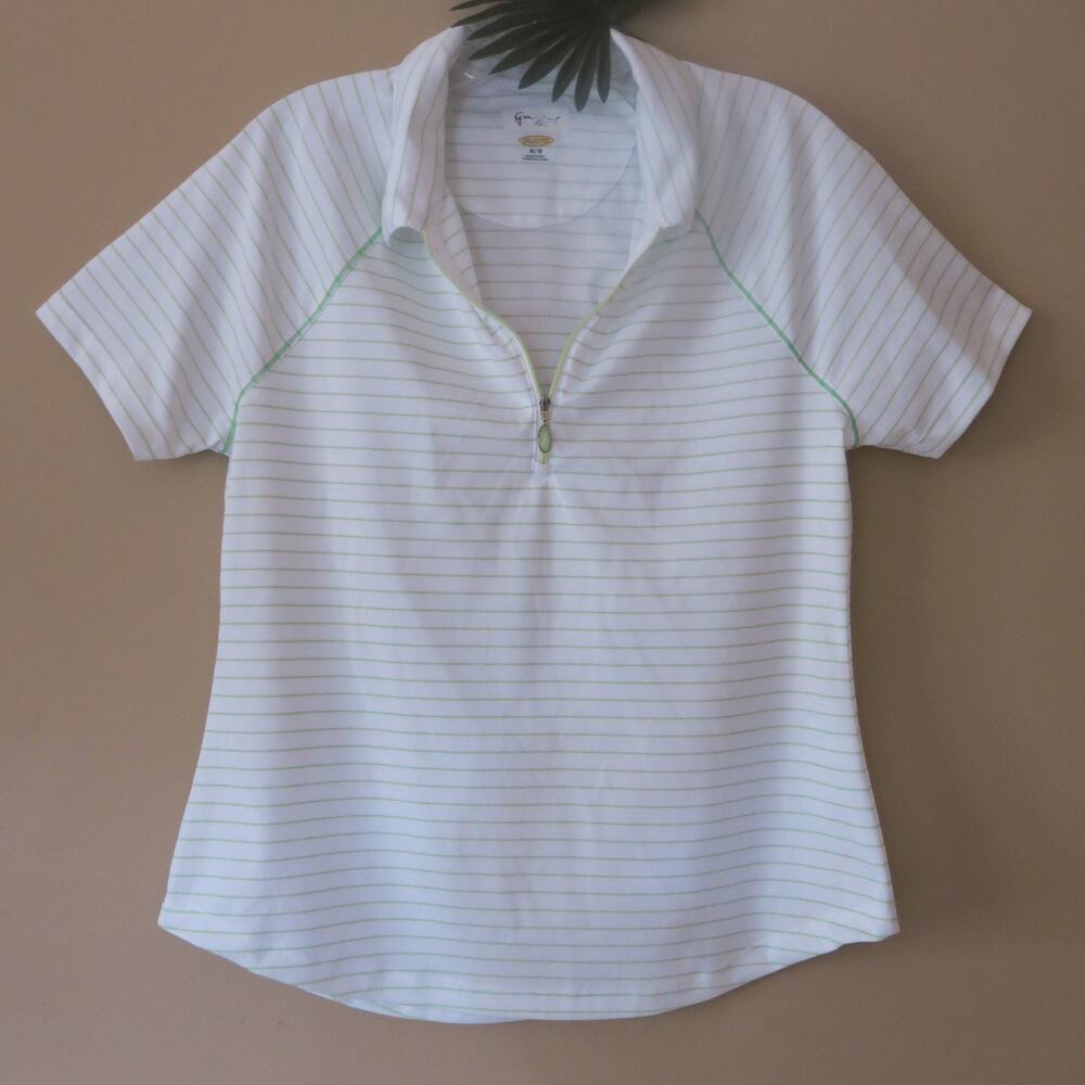 GUY HARVEY Playdry Polo Golf Shirt Size M Women Green White Casual Office Summer